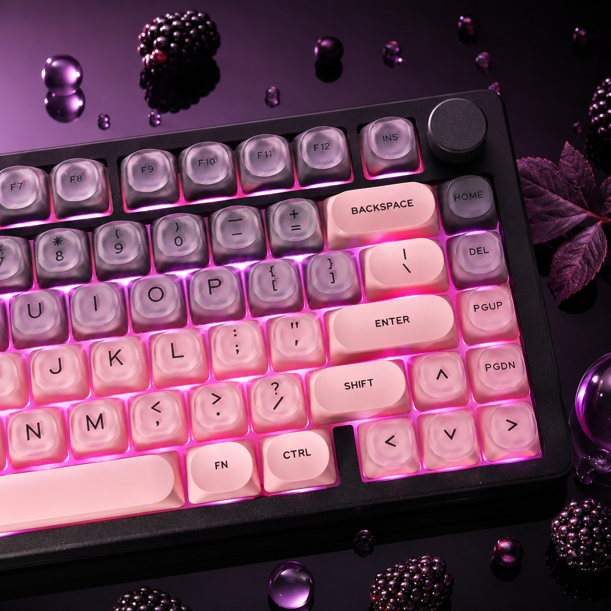Black Pink Gradient Crystal Ke - Gaming Accessories Aesthetic 评论和价格