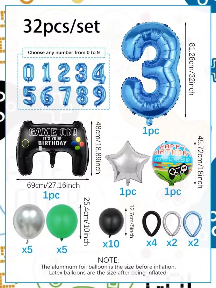 32PCS Game Theme Birthday Numb - Gaming Accessories For Room 评论和价格