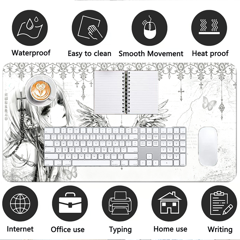 Leather Mousepad Black White A - Gaming Accessories Aesthetic 评论和价格